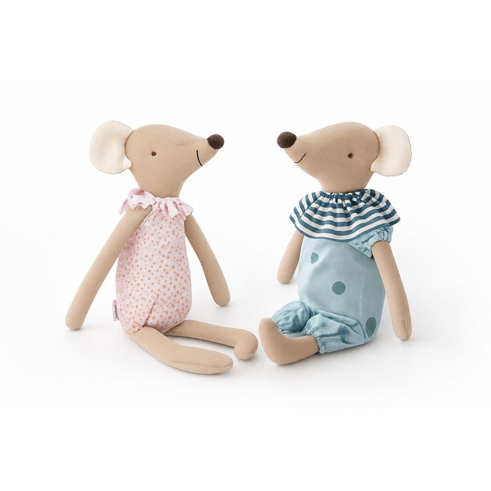 New Scandinavian Linen Mouse Doll Set Soft Plush Cottagecore  Decor Minimalist